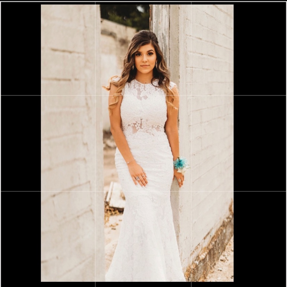 White Beaded and lace dress